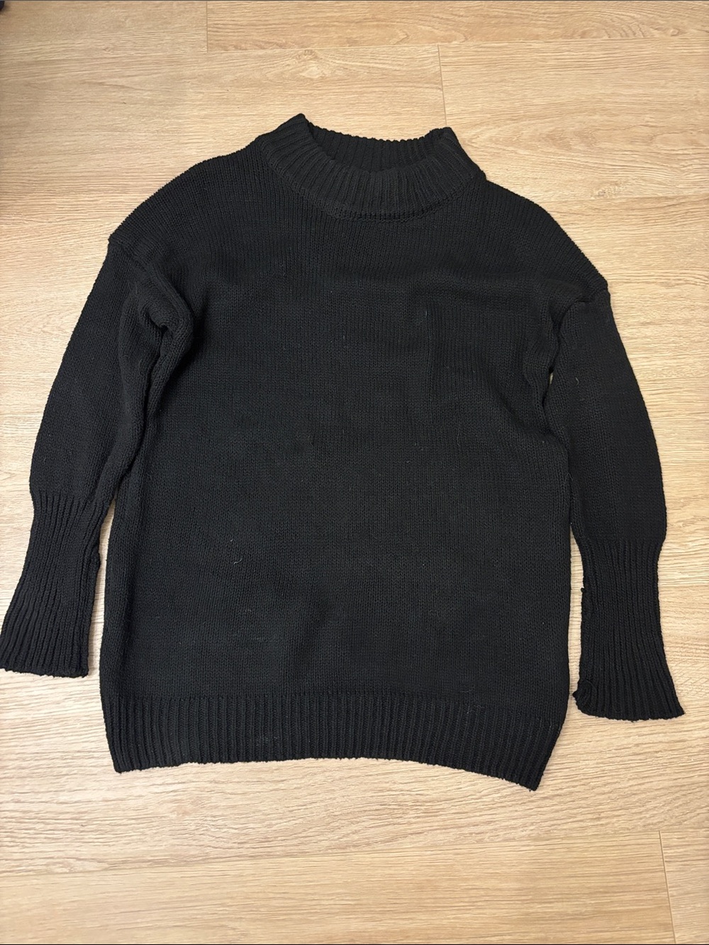 Identity ID Women's Black Turtleneck Sweater - Baggy Cozy Knit Pullover